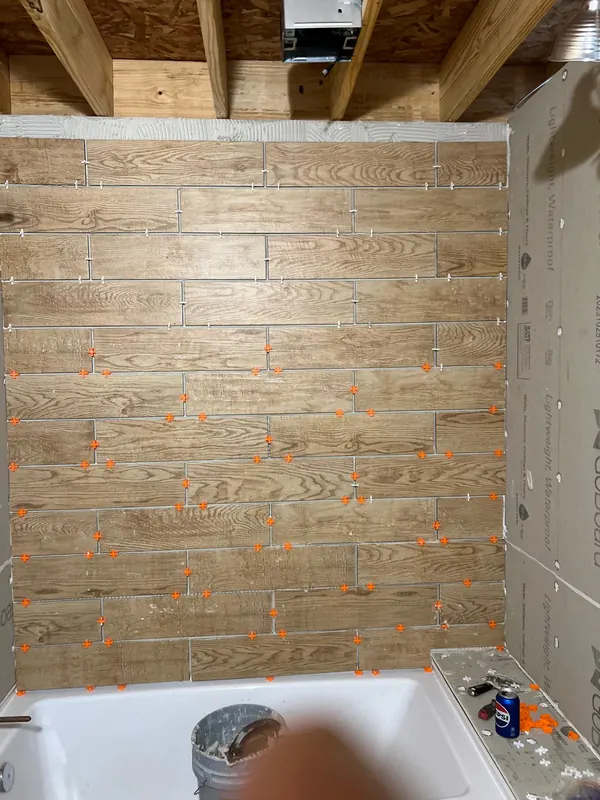 Tile Bathroom, tile going up